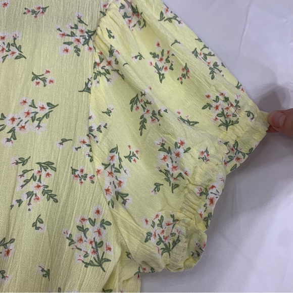 NWoT Derek Heart Yellow Floral Empire Waist Wrap Blouse, size XL - Picture 4 of 9